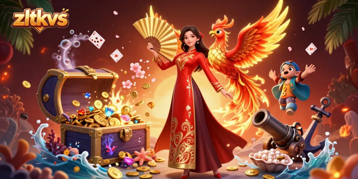 Experience thrilling wins with zltkvs in a vibrant casino-themed digital illustration featuring a phoenix and cherry blossoms.