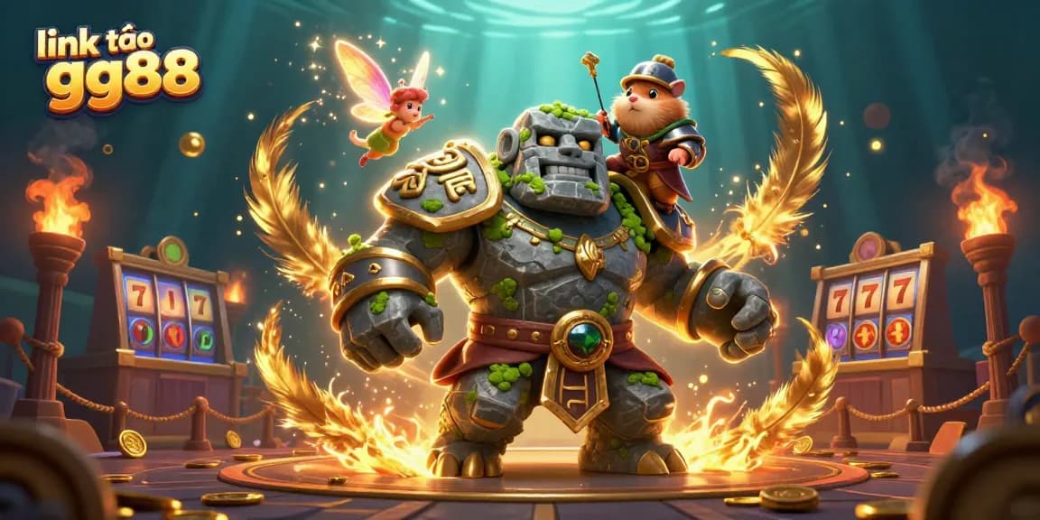 Engage with the vibrant world of link vào gg88, featuring a 3D stone golem and adventures in slots.
