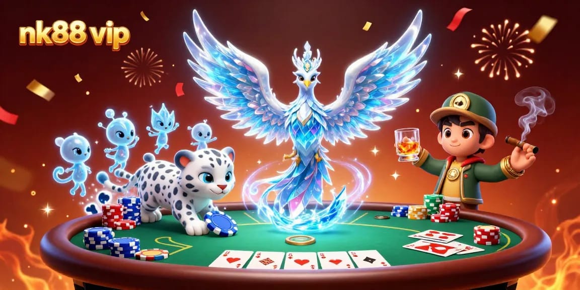 Engage in thrilling gameplay with nk88 vip's vibrant, energetic casino scene featuring a fantasy twist.