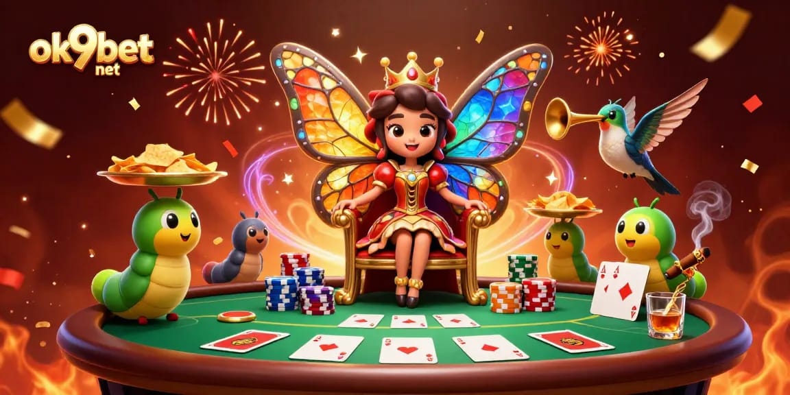 Win big with ok9bet net's lively casino atmosphere featuring colorful characters and game elements.
