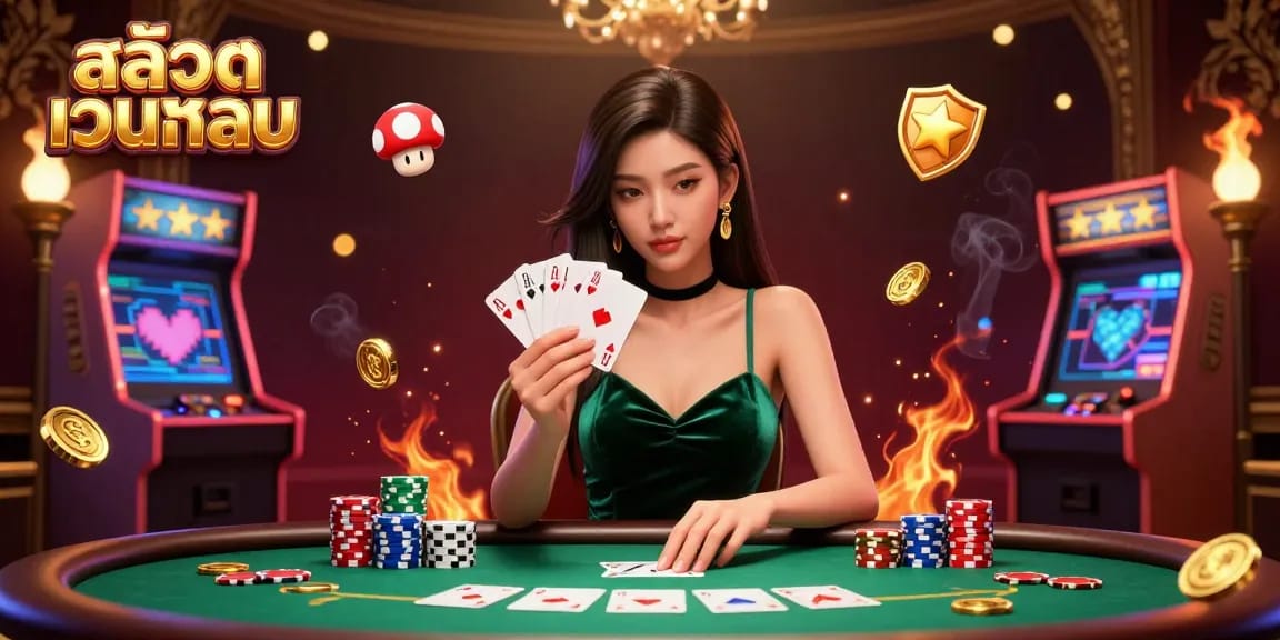 สัมผัสประสบการณ์การเล่นเกมที่น่าตื่นเต้นกับ สล็อตเว็บตรง ที่โต๊ะคาสิโนหรูแสดงสัญลักษณ์สล็อตที่มีสีสันสดใส