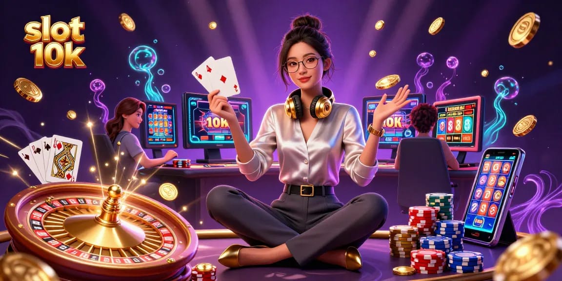 Experience thrilling gameplay with slot 10k in this vibrant 3D casino illustration.