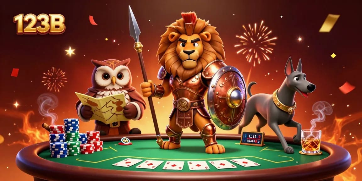 Win big at 123B with a vibrant poker showdown featuring stunning 3D characters and imagery.