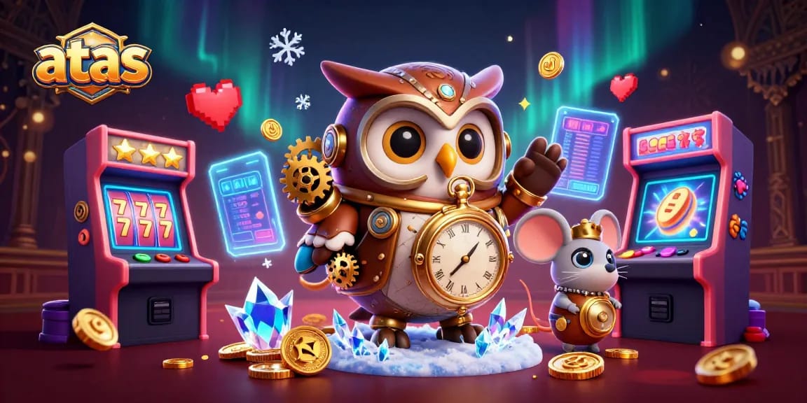 Engage with the exciting atas casino experience featuring animated characters in a vibrant gaming scene.