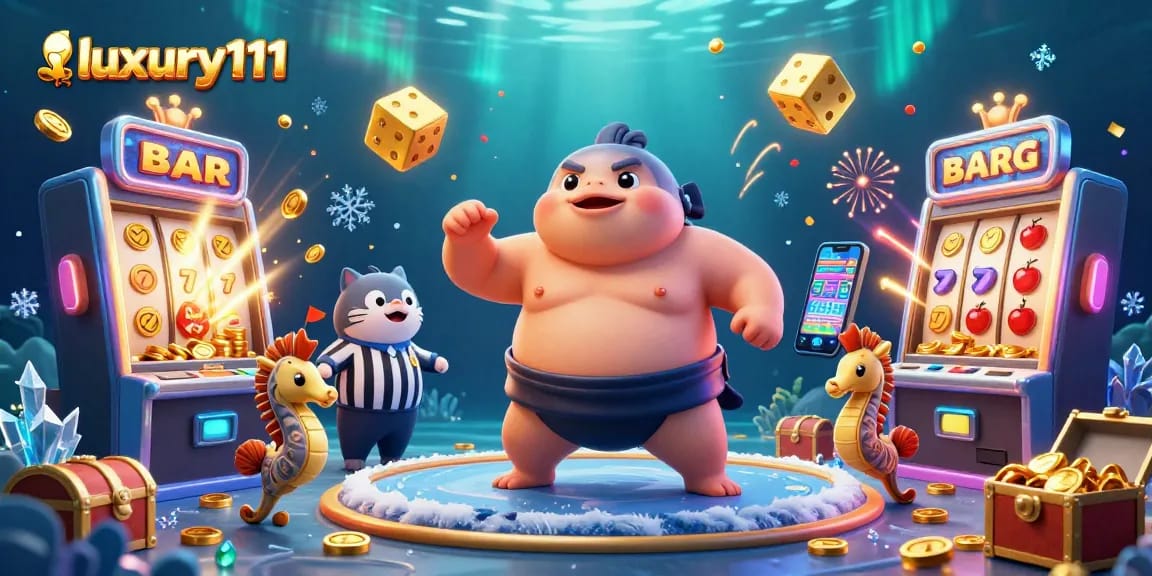 Engage in exciting gameplay at luxury111 with vibrant slot machines and festive underwater action.