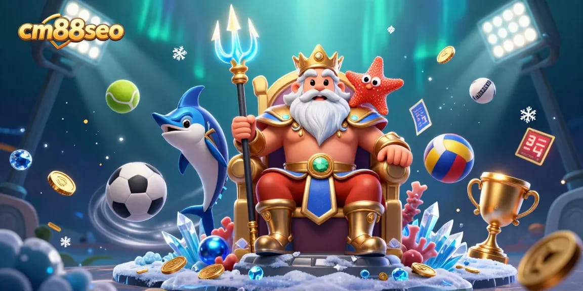 Experience thrilling gameplay at cm88seo with Neptune and dynamic sports elements in a vibrant casino scene.