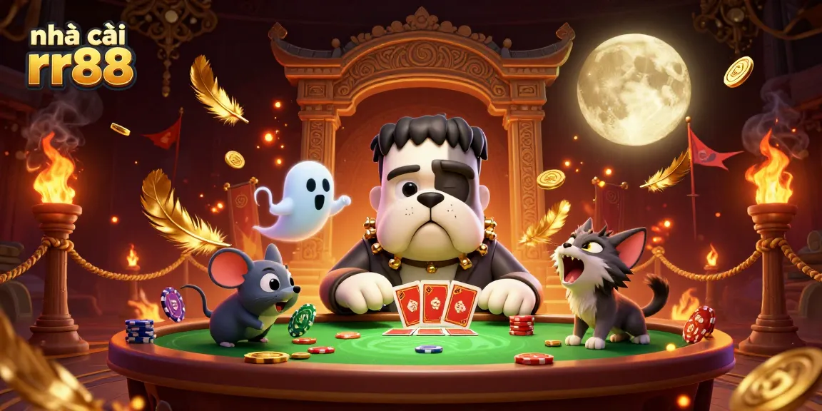 Engage in casino excitement with nhà cái rr88 and unique characters at a lively table.