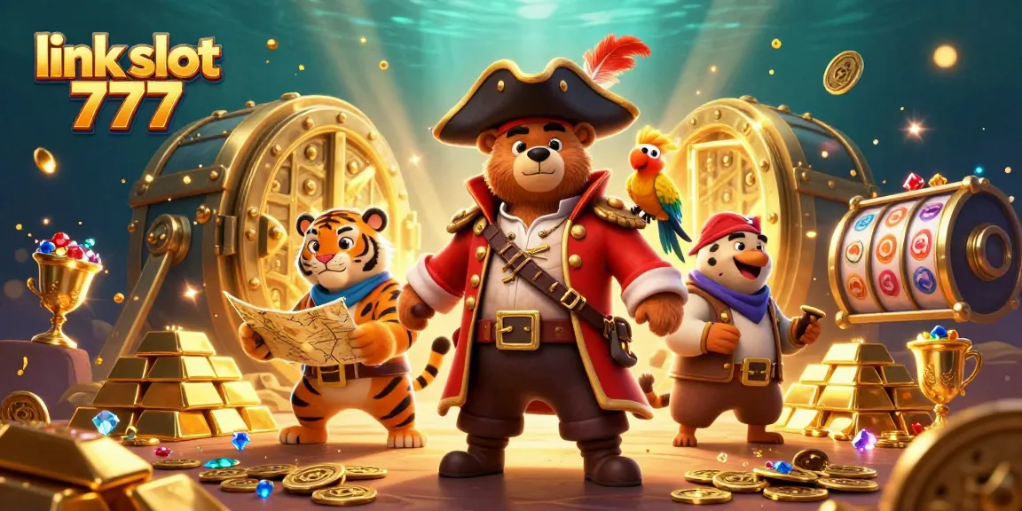 Experience thrilling wins at link slot 777 with vibrant pirate and treasure scene