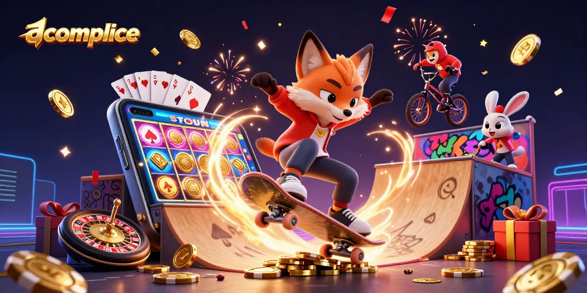 Fill your pockets with winnings at accomplice's vibrant casino games, enjoyed with a colorful fox and bunny duo.