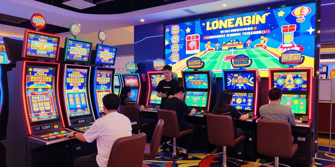 Pengalaman bermain slot mahjong di kasino modern dengan pemain antusias dan mesin slot yang menarik.