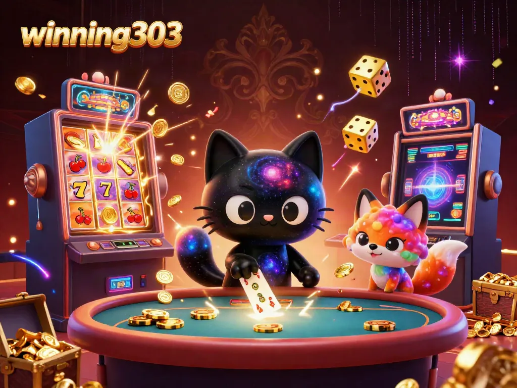 winning303 captures thrilling casino excitement with cosmic characters and vibrant game elements
