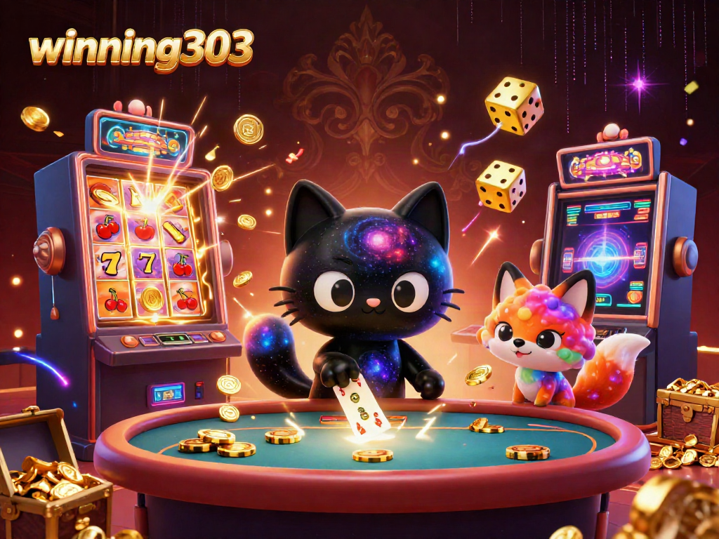winning303 captures thrilling casino excitement with cosmic characters and vibrant game elements