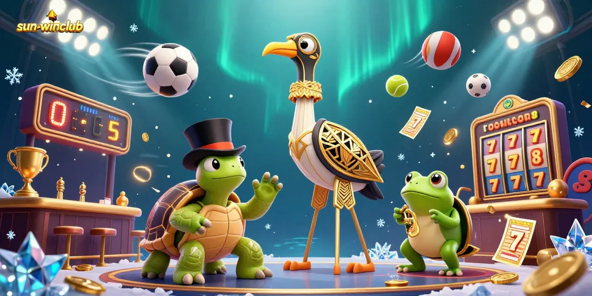 Spin and win exciting jackpots with sun-winclub, featuring dynamic casino elements and vibrant characters.