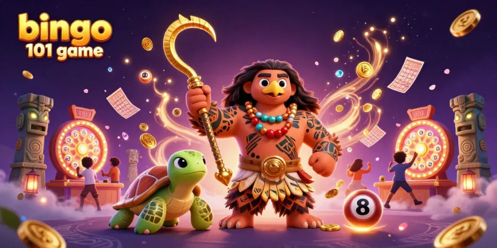 Engage in exciting gameplay of bingo 101 game with vibrant 3D characters and dynamic casino elements.