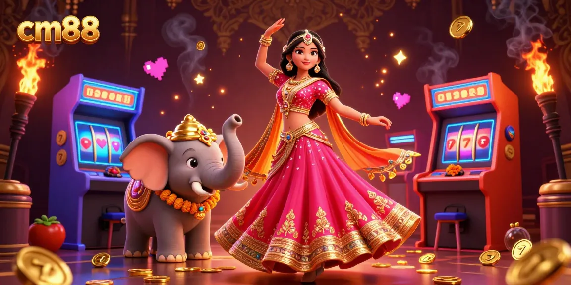 Experience exciting gameplay at cm88 with a beautiful Asian woman celebrating surrounded by vibrant slot elements.