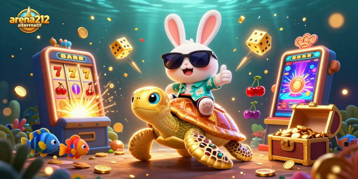Mendapatkan keberuntungan main slot di arena212 alternatif dengan kelinci beruntung dan penyu emas.