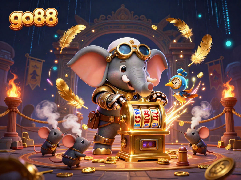 Experience the thrill of go88 with an engaging steampunk casino scene featuring vibrant characters and dynamic elements.