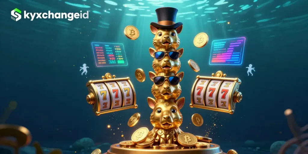 Experience exhilarating gaming with skyxchangeid as animated coins and slot reels surround the dynamic totem scene.