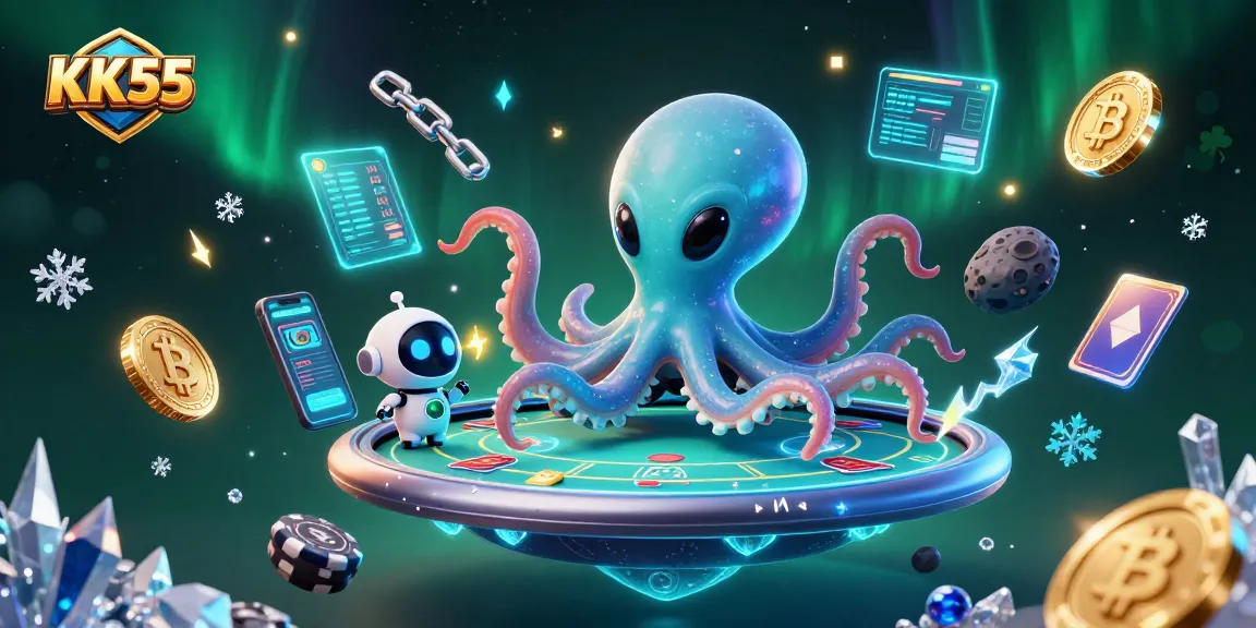 Engage in thrilling gameplay at KK55 with a colorful alien octopus operating a poker table