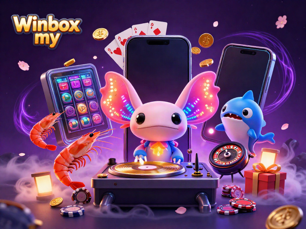 Experience thrilling gameplay with Winbox my, featuring animated casino characters and vibrant game elements.