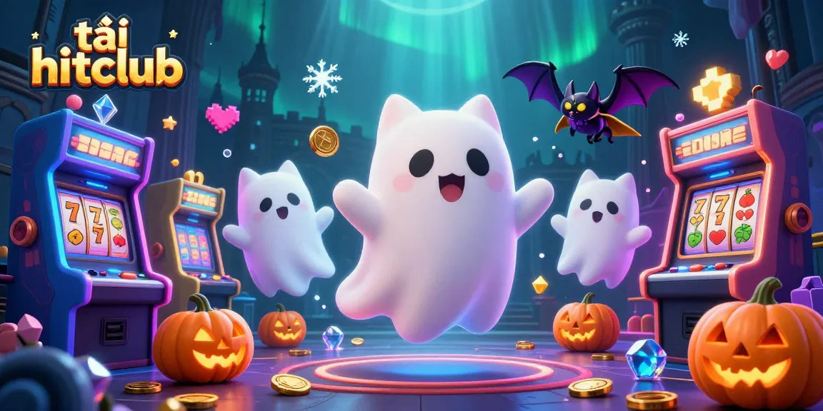 Play exciting games and tải hitclub with charming ghost cat and vampire bat in a haunted casino