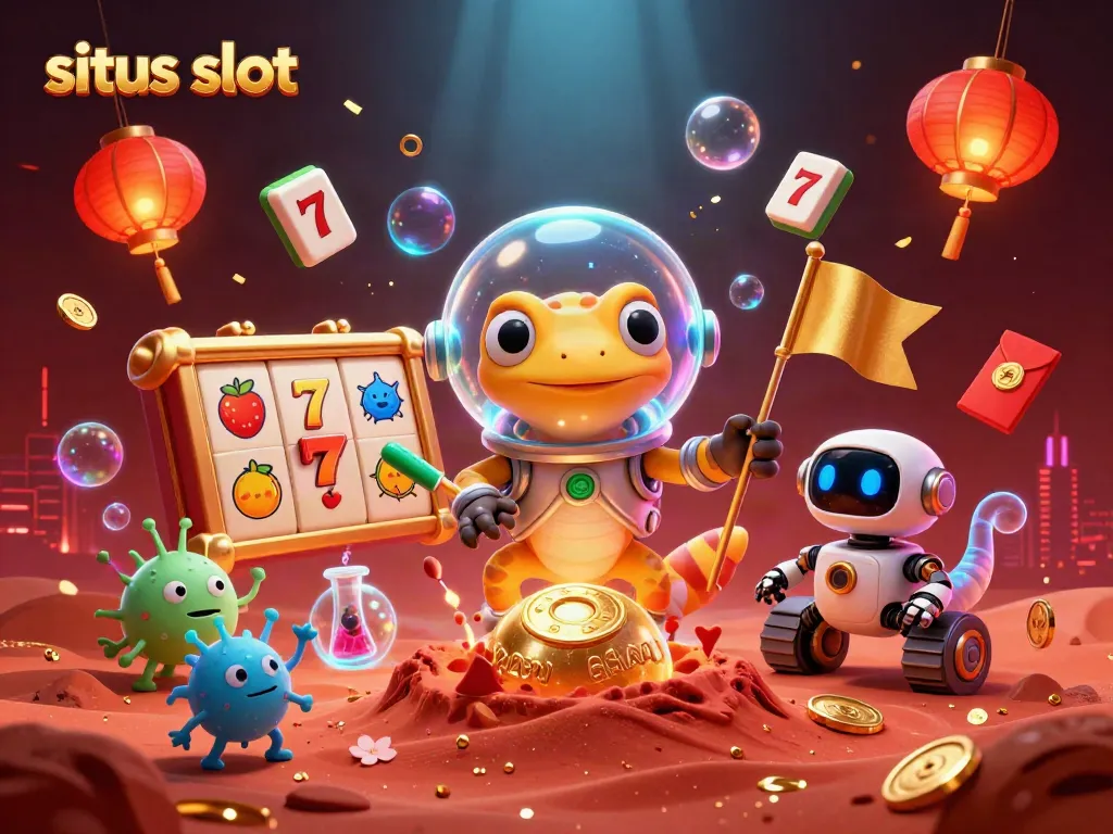 Menjelajahi situs slot imersif dengan karakter unik yang menjelajahi kasino emas di Mars.