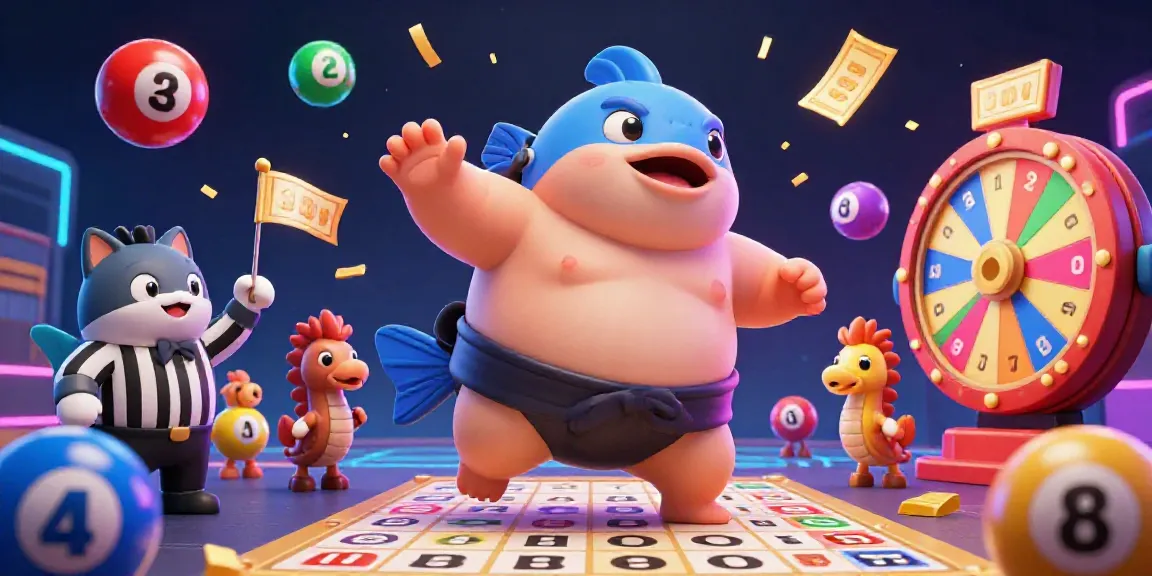 Engage in thrilling actions at qqmacan with an animated scene featuring colorful lottery elements and aquatic characters.