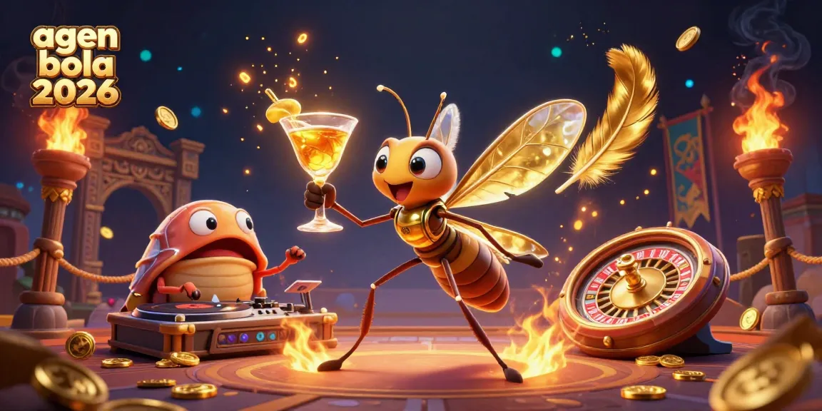 Bet and win at agen bola 2026 with a vibrant casino-themed scene showcasing unique characters.