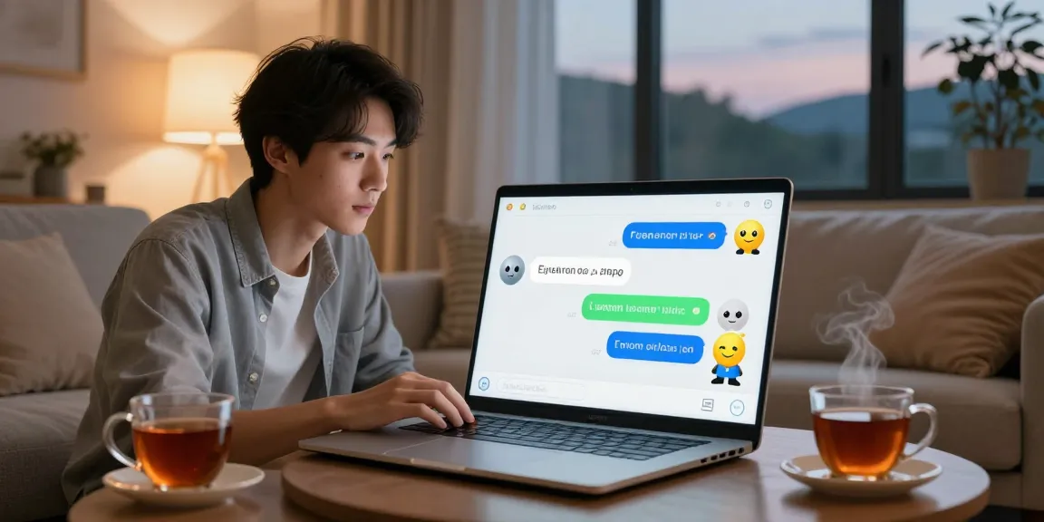 Engaging with crush on ai in a cozy home setting, featuring a user with a chatbot interface and warm atmosphere.