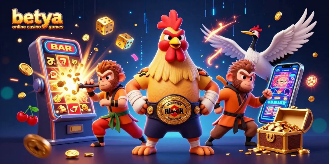 Experience the thrill of betya online casino games with an action-packed 3D illustration of wins and excitement.