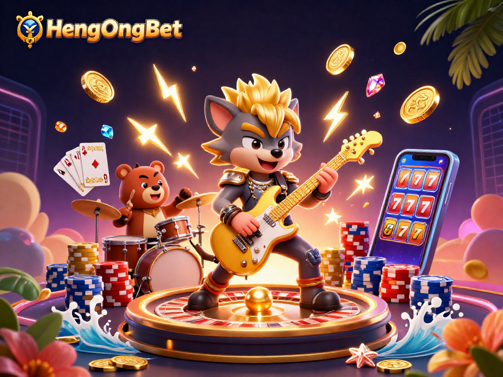 Experience the excitement of HengOngBet with 3D casino characters and vibrant gaming elements.