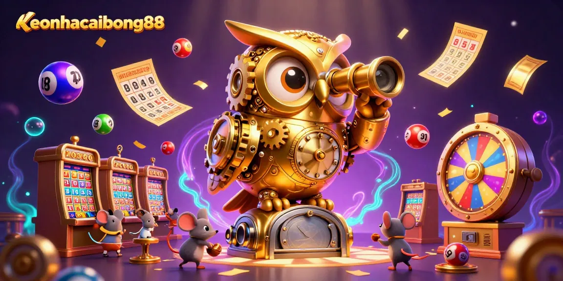 Engage with excitement at keonhacaibong88, surrounded by colorful lottery elements and a vibrant casino atmosphere.