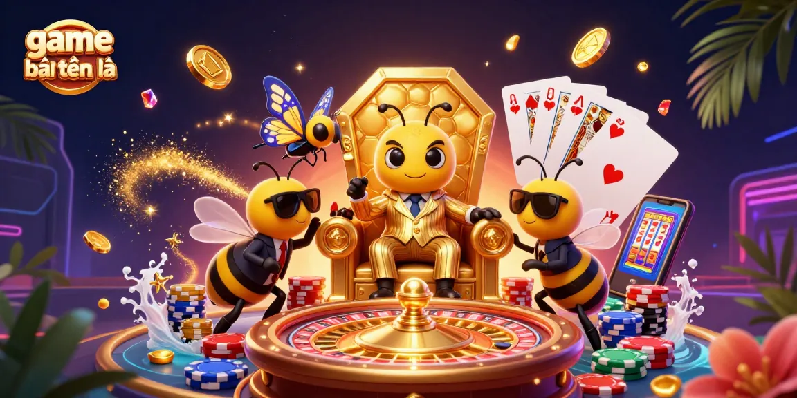 Play game bài tiến lên with a vivid 3D cartoon casino boss surrounded by vibrant game elements.