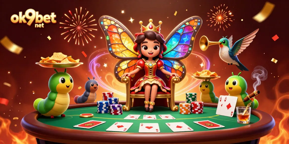 Win big with ok9bet net's lively casino atmosphere featuring colorful characters and game elements.