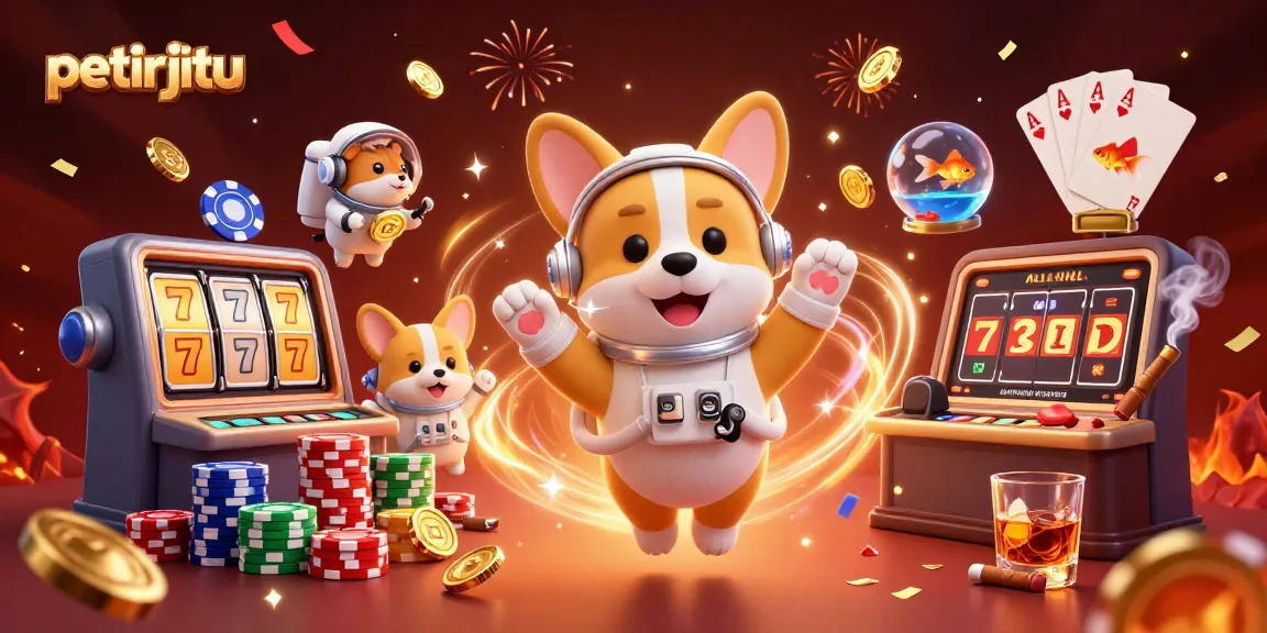 Petirjitu menghadirkan pengalaman kasino luar angkasa dengan karakter 3D menghibur, chip poker, dan koin emas.