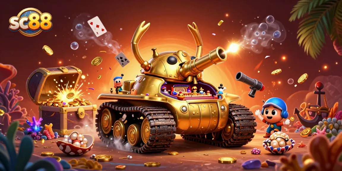Engage with the vibrant sc88 casino adventure featuring a golden beetle tank and immersive gaming elements.