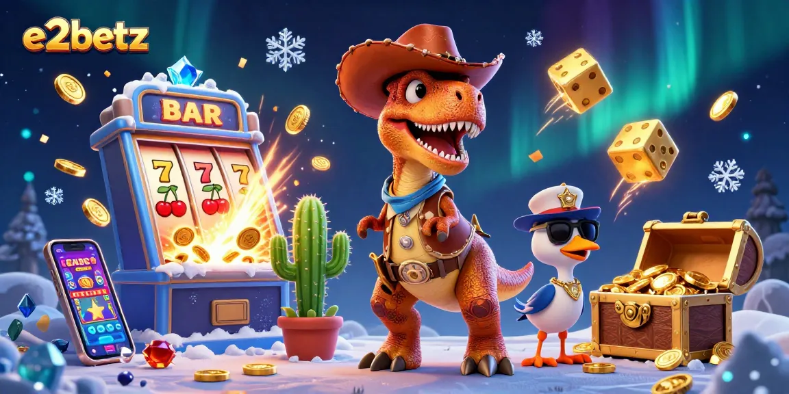 Engage with e2betz thrilling slots in an ultra-detailed 3D carnival scene featuring lively characters.