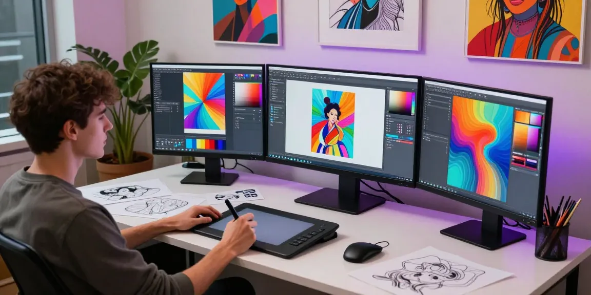 Creating stunning digital art with NSFW AI technology in a modern creative workspace.