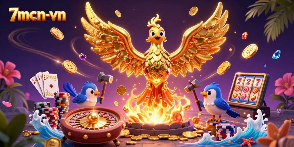 Experience thrilling gameplay with 7mcn-vn's vibrant casino action featuring golden symbols and charming characters.