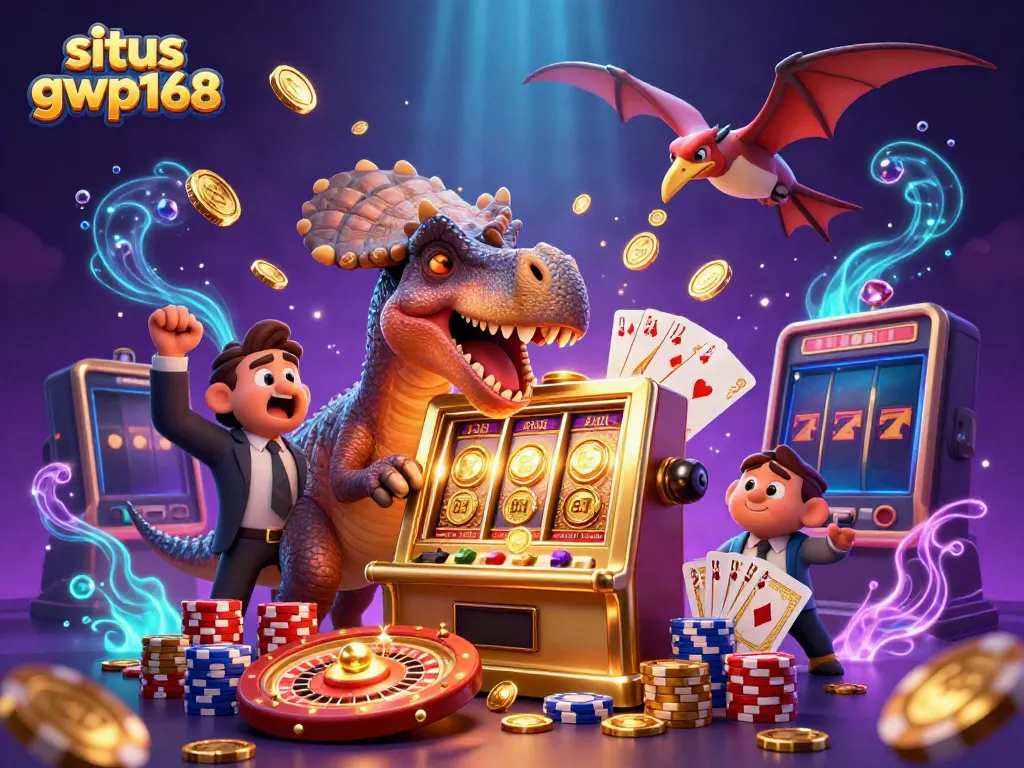 Menangkan jackpot situs gwp168 dengan mesin slot emas yang penuh koin menari.