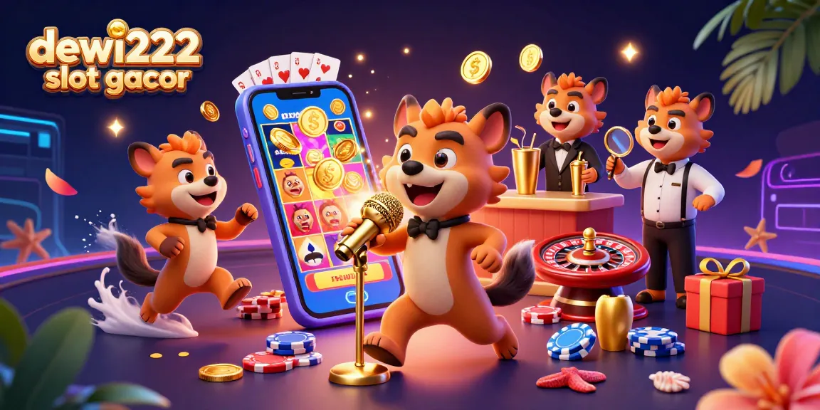 Unleash winning excitement at dewi222 slot gacor while hyenas run a lively casino with colorful games.