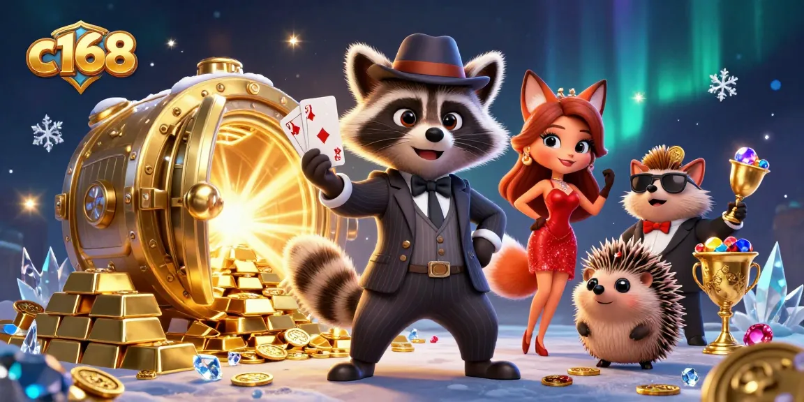 Join the excitement at c168 with a royal flush hand in a vibrant casino scene.