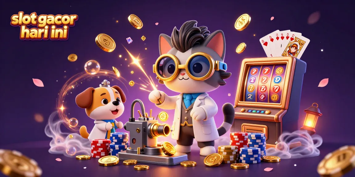 Experience slot gacor hari ini with vibrant 3D illustrations of casino gameplay, coins, and thrilling elements.