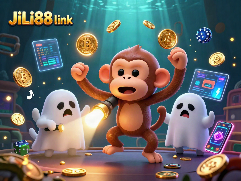 Catch the excitement at JILI88 link with a playful poltergeist monkey and ghost-hunter puppy in a haunted casino.