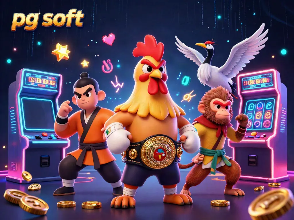 Permainan menarik dari pg soft dalam ilustrasi tiga dimensi dengan karakter tangguh dan elemen mesin slot.