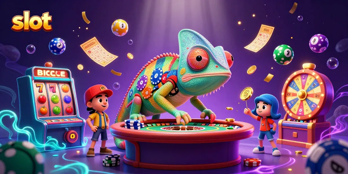 Experience thrilling slot action with the vibrant chameleon casino owner amid dynamic game elements.
