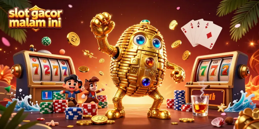 Menangkan slot gacor malam ini dengan golem emas bergerak dan simbol slot yang menyenangkan.