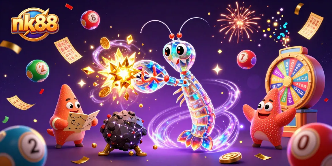 Win big with nk88 in this vibrant casino-themed 3D illustration bursting with gaming elements.