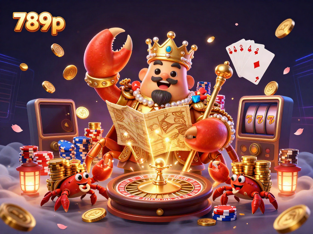 Win big with 789p's golden crab emperor and vibrant casino elements in a thrilling gaming scene.