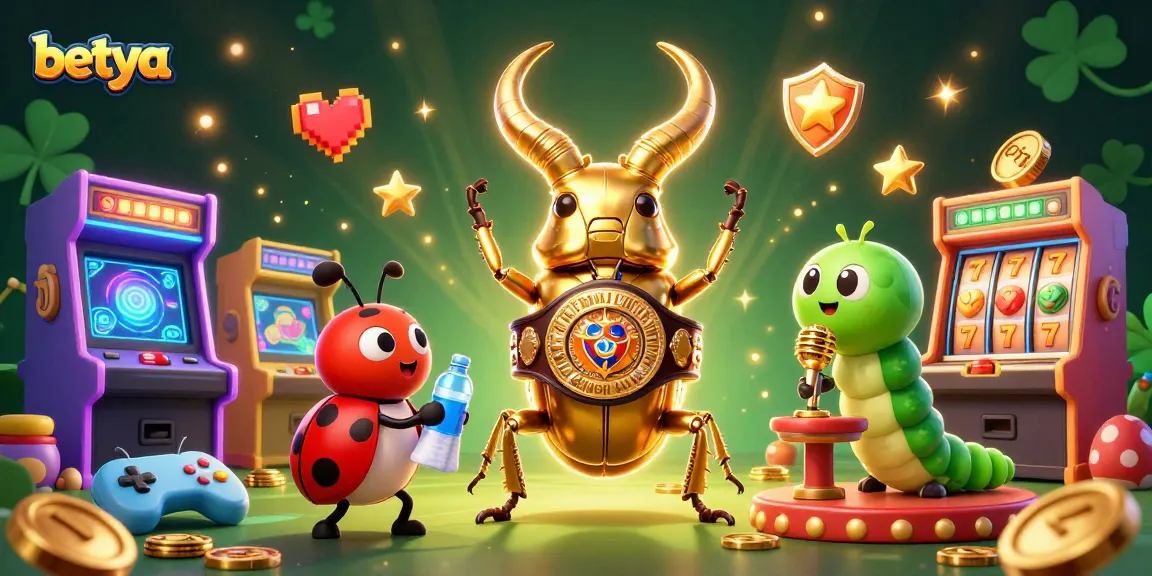Betya's dynamic casino scene featuring a giant beetle and colorful game elements.